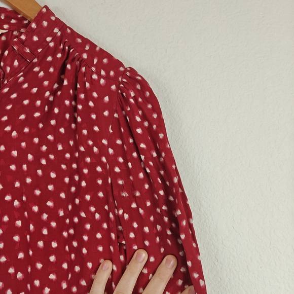 Rebecca Taylor Blurry Heart Silk Long Sleeve Mini Shirt Dress Size 2 Women's - Picture 10 of 16
